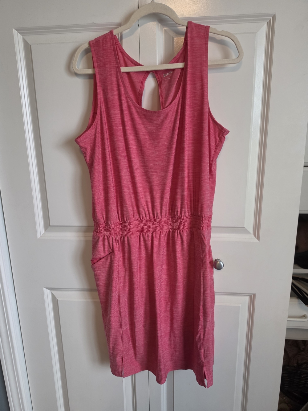 Duluth Trading Co Pink athletic Tank Dress with built in shorts zip pockets